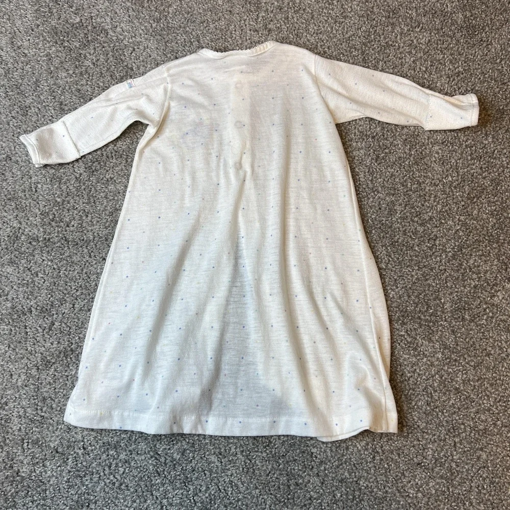 Vintage Absorba Baby Sleep Gown One‎ Size Bunny Moon Stars White Nursery USA